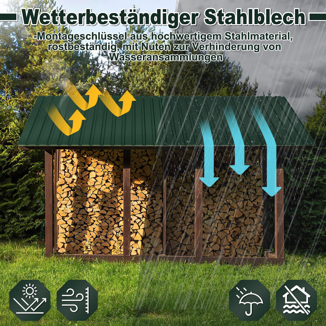 24 Stück Trapezblech Profilblech 129×46 cm Grün | Dachblech aus verzinktem Stahl 0,25 mm, wetterfest