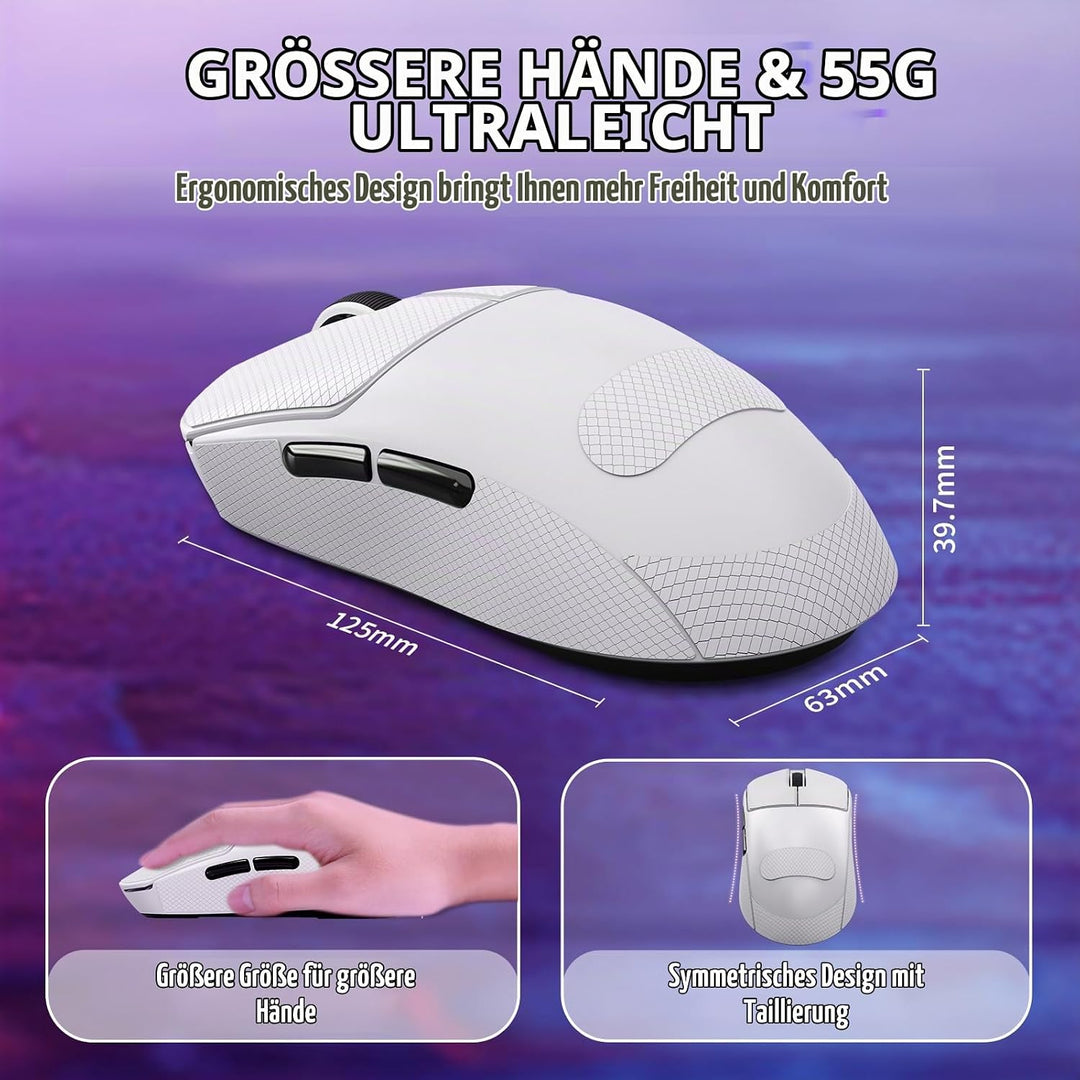 MAMBASNAKE X Attack Shark X8SE 55g ultraleichte kabellose Gaming-Maus mit Band–25000 DPI,PAW3311 Sen