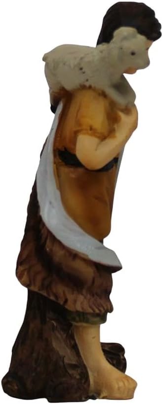 ZICOM Krippenfigur Miniaturfigur Hirte mit Schaf auf Schulter Höhe 8cm handbemalt Polyresin, Modellb