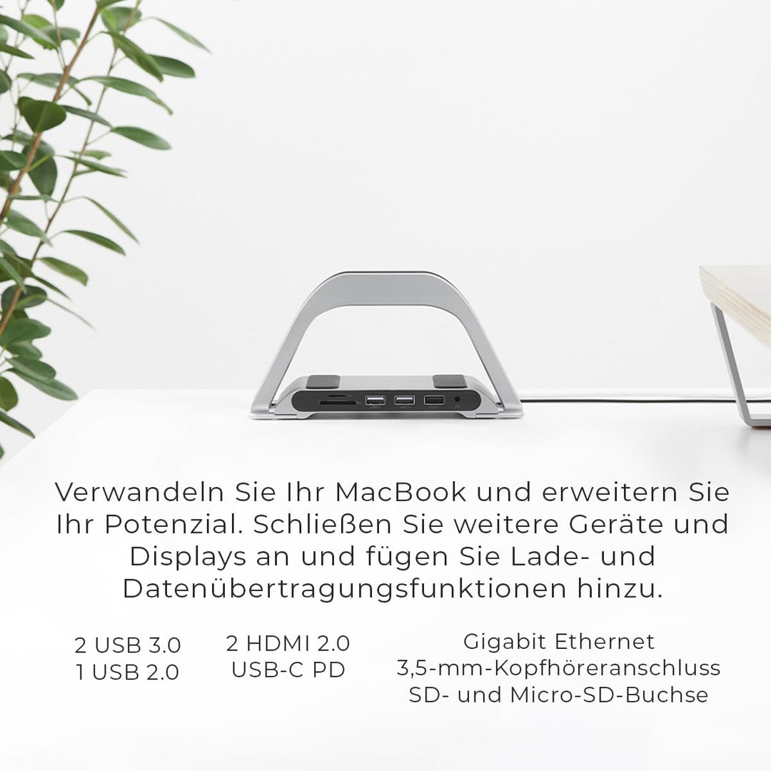 HumanCentric USB C Hub für MacBook, Laptop Dockingstation und MacBook Ständer Kompatibel mit MacBook