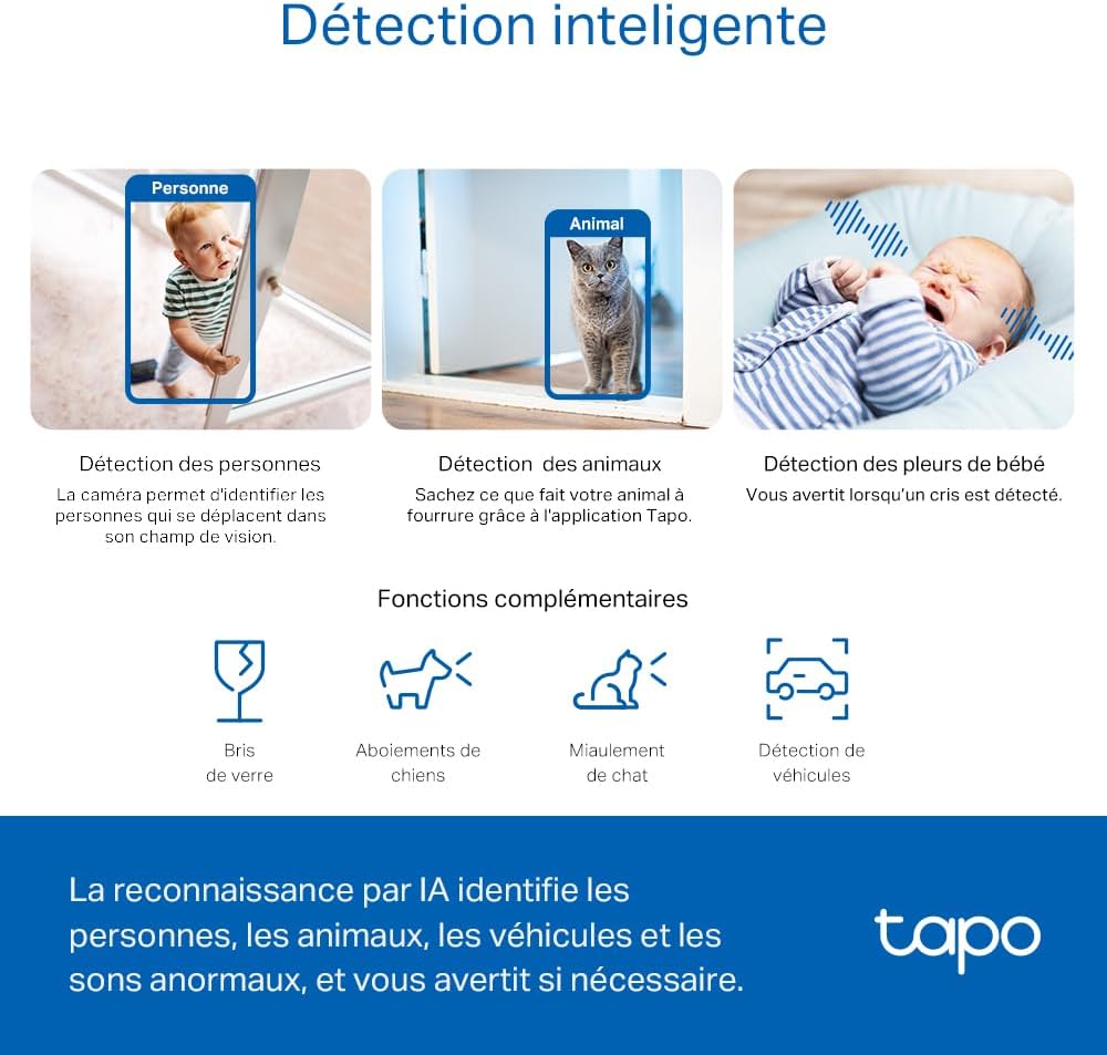 Tapo C230 3K 5MP Überwachungskamera innen 360°, WLAN 2,4GHz, KI-Erkennung, Nachtsicht, Bewegungserke