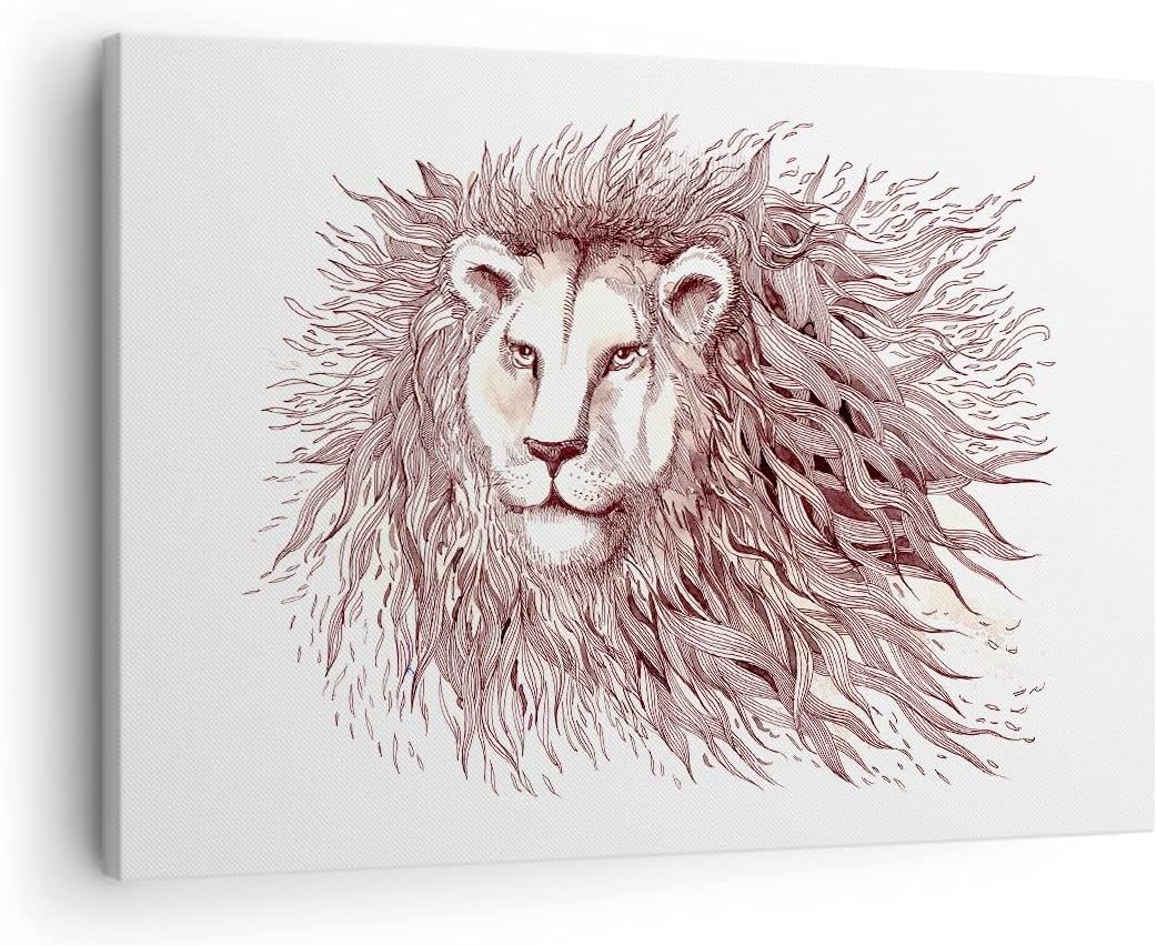 Bilder auf Leinwand Löwe König Tierwelt Pelz Leinwandbild 70x50cm Wandbilder Dekoration Wohnzimmer S
