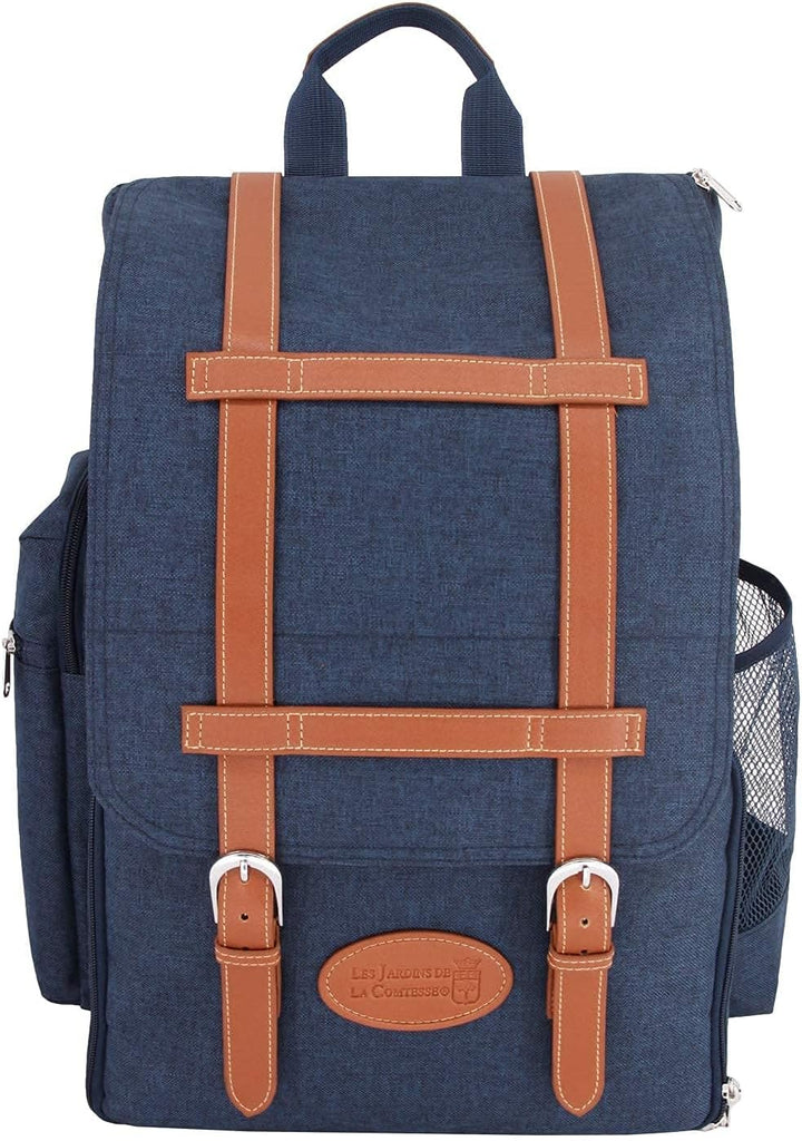 Les Jardins de la Comtesse Picknick-Rucksack, für 4 Personen, Blau, komplett mit Thermofach, robust