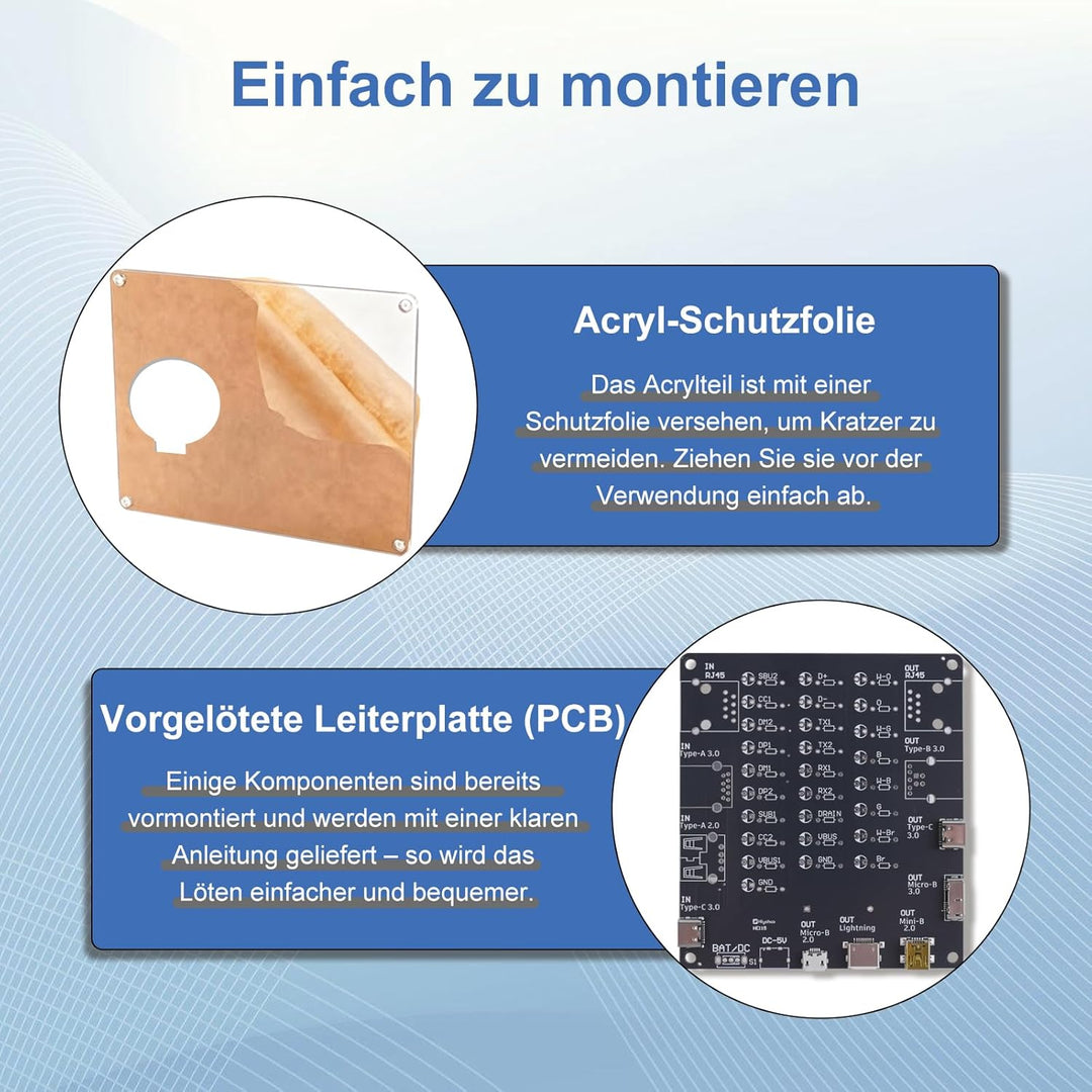 DIY USB-Kabeltester Lötprojekt-Bausatz, BANRIA 9-in-1 Universal Elektronik USB-Kabelprüfer für RJ45,
