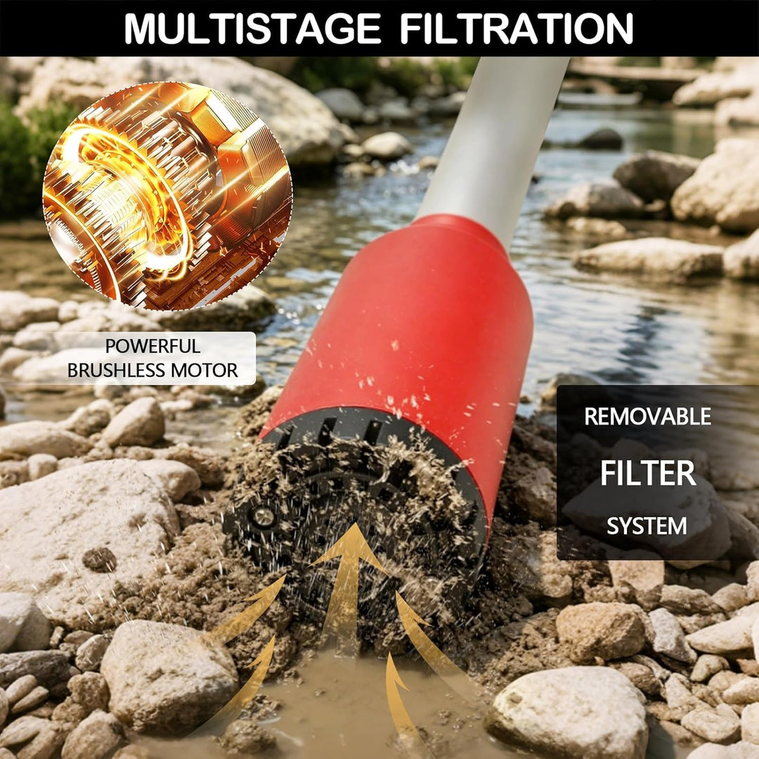 Akku Regenfasspumpe Wasserpumpe,Kabellose Stab Wassertransferpumpe mit 2 x Akkus,2000L/h Förderleist