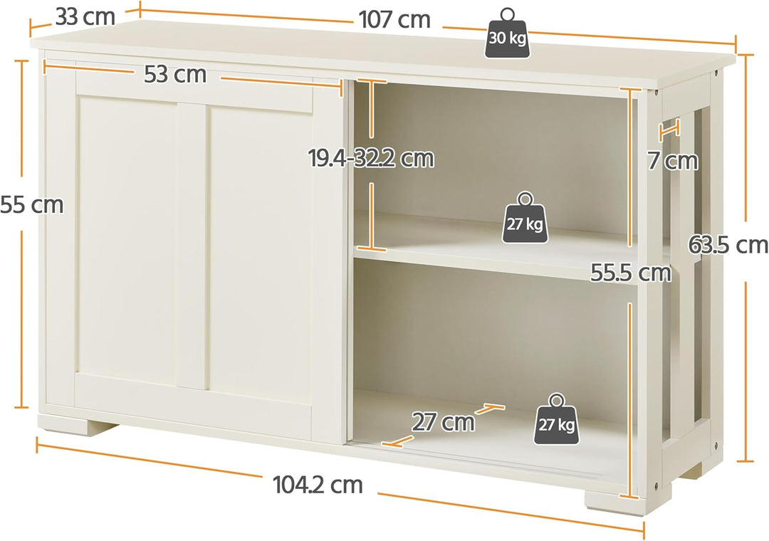 Yaheetech Küchenschrank Aufbewahrungsschrank mit Stauraum und Schiebetüren Konsolentisch Sideboard a