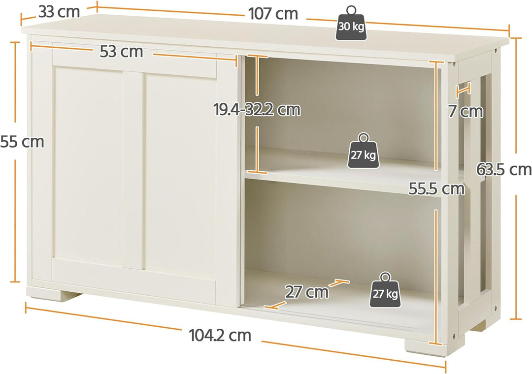 Yaheetech Sideboard Beistellschrank Kommode Esszimmerschrank Schrank mit Schiebetüren 106,7 * 33 * 6