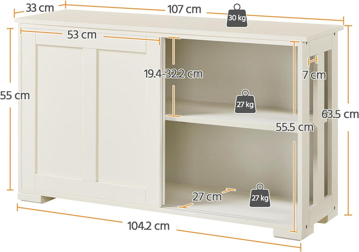 Yaheetech Sideboard Beistellschrank Kommode Esszimmerschrank Schrank mit Schiebetüren 106,7 * 33 * 6
