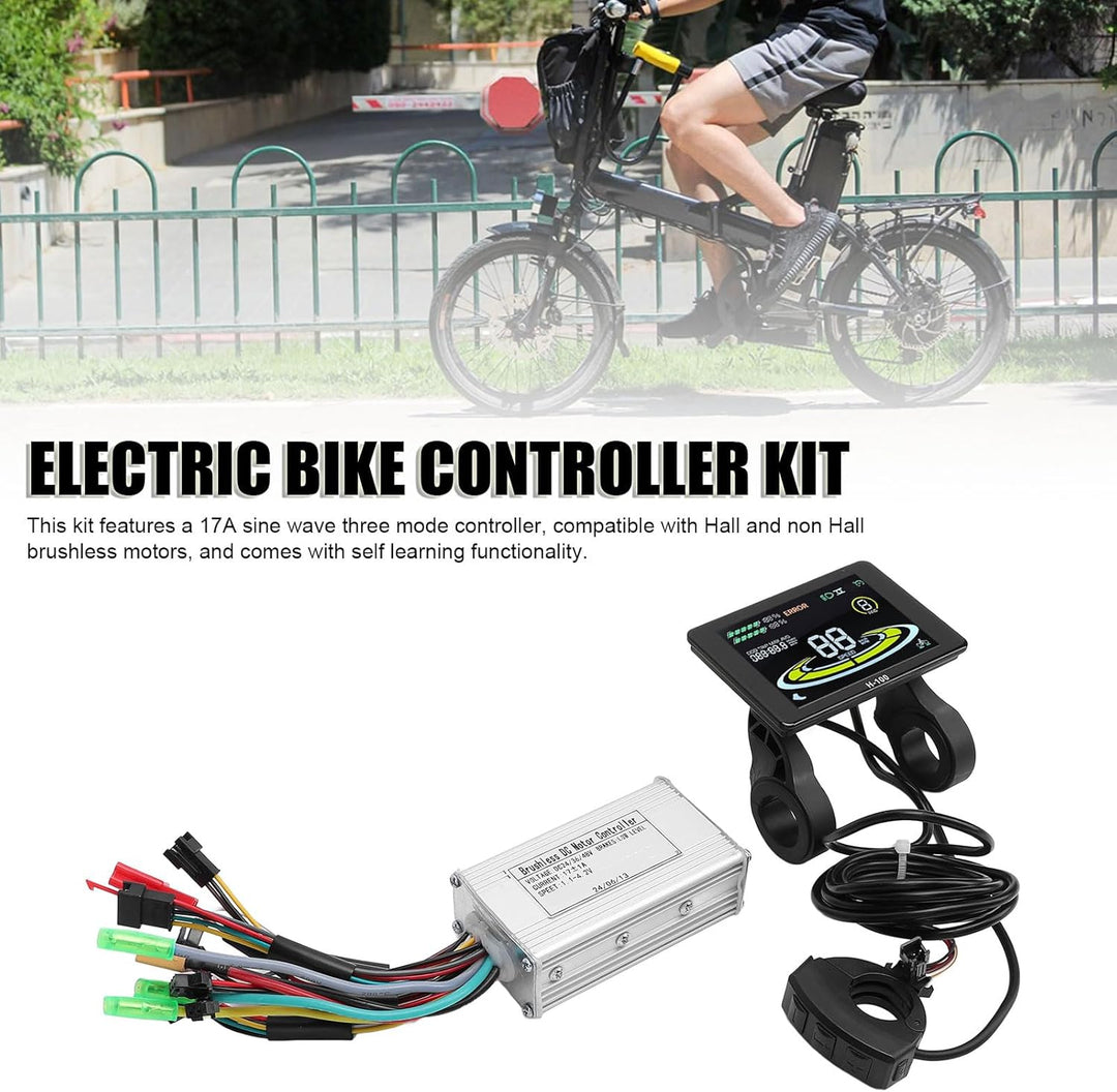 BuyWeek Brushless Motor Controller Kit, 36V 48V 250W 350W 17A 3 Modus Sinuswelle Controller mit H-10