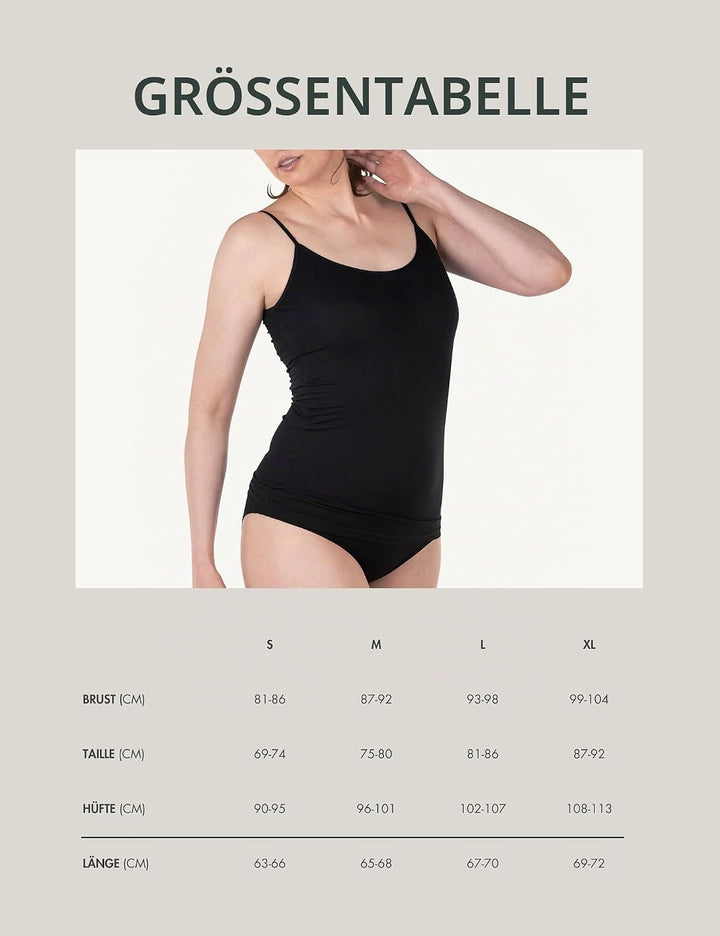 Basic Treasure 3er-Pack Premium Damen Bambus Unterhemd, Spaghetti Top Damen, Tank Top Damen, Luftige