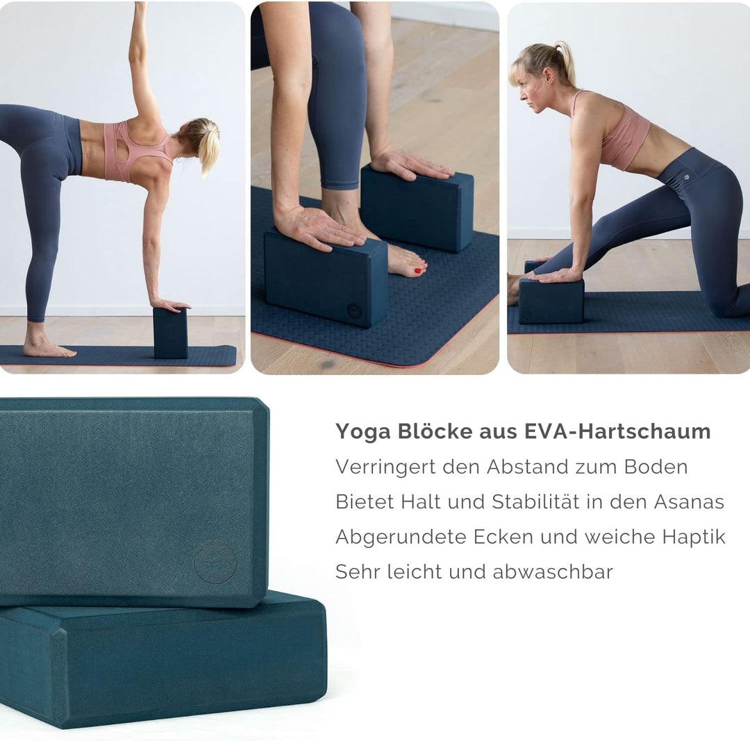 Bodhi Yoga Starter-Set Komplett | Set bestehend aus: 1 Yogamatte aus TPE, 2 Yoga-Bricks aus Eva (Moo