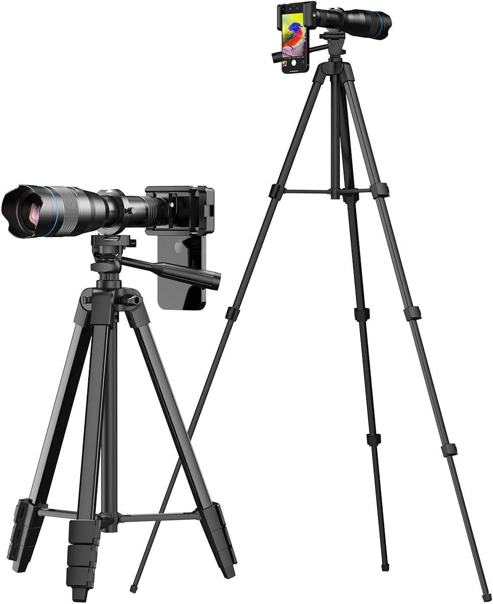 60X HD-Telefon-Teleobjektiv mit 110-cm-Stativ und Fernauslöser, Teleobjektiv für Mobiltelefone, funk