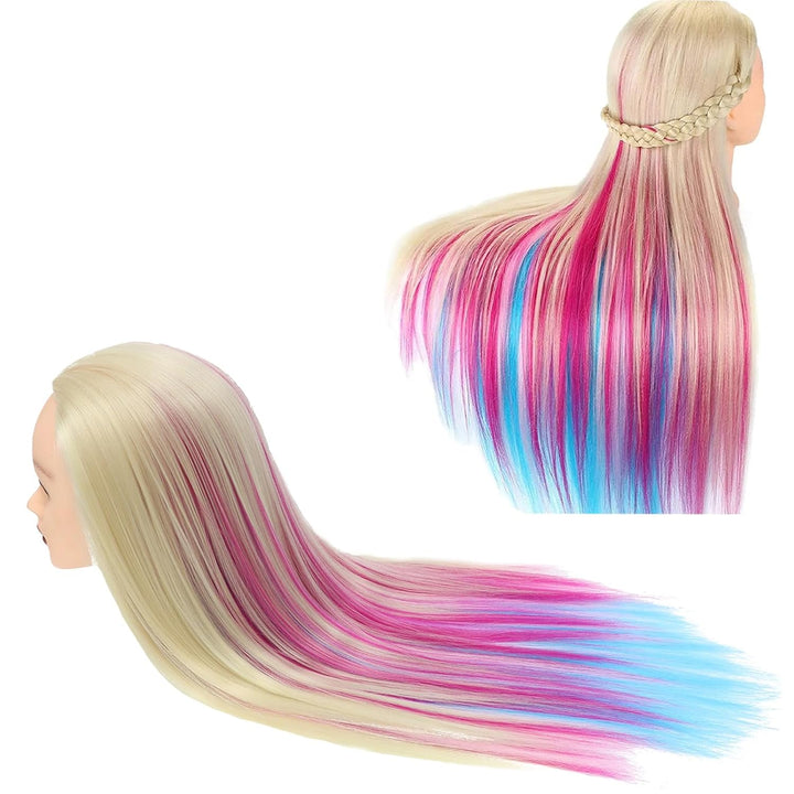 Trainingsköpfe, 28 inch Frisierkopf 100% Synthetikfaser-Haar Übungskopf, Frisurenkopf Ausbildung Kop
