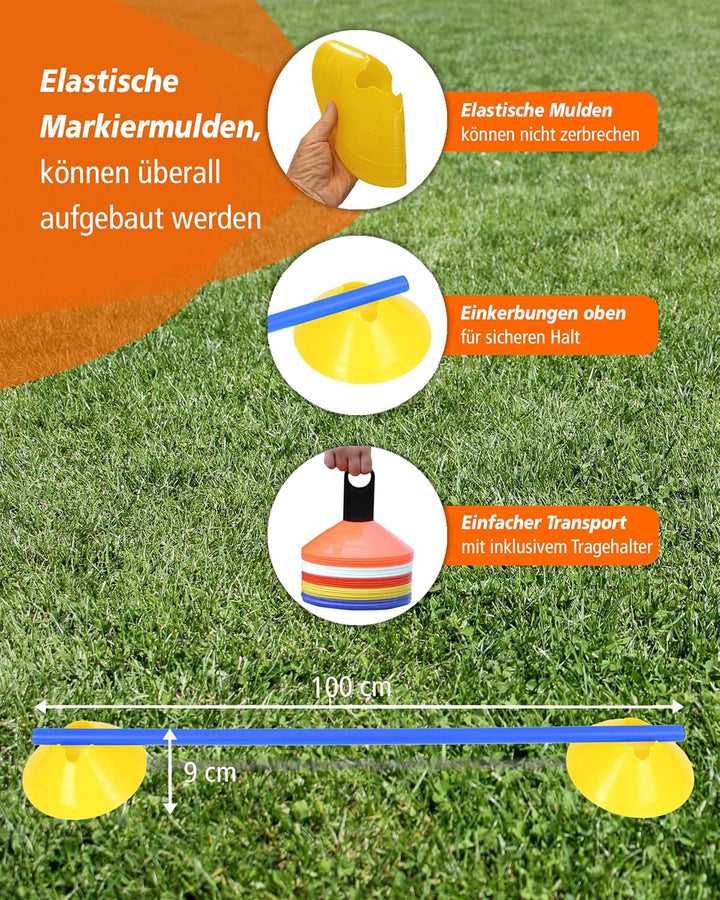 Cavaletti Mini-Hürden 5er Set – Mulden Gelb & Stangen Blau – sichere Trainingshürden für Hunde – Agi