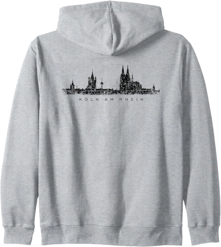 Kölner Skyline (Vintage Schwarz) "Köln am Rhein" Köln Kapuzenjacke
