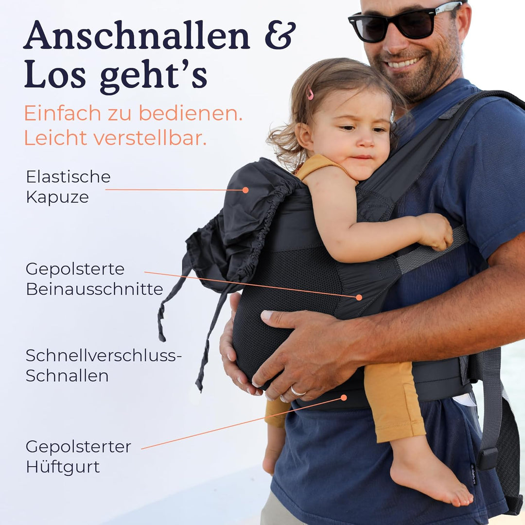 Beco Fly Ultralite Babytrage & Kindertrage – Kompakt, Faltbar & Leicht – Inkl. Transporttasche, Bauc
