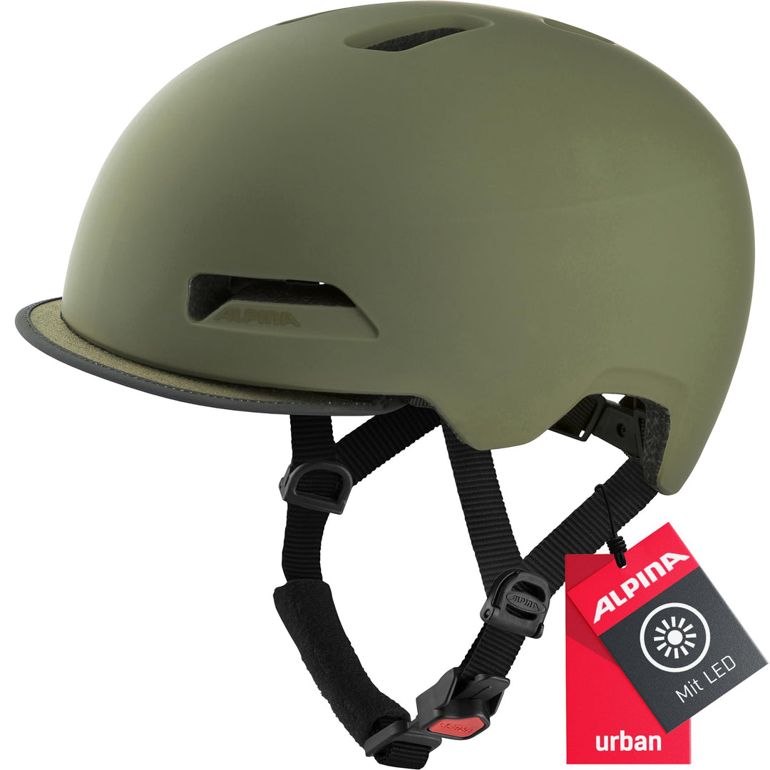 ALPINA BROOKLYN - Beleuchteter, Robuster und Komfortabler Urban Fahrradhelm Mit LED-Licht Für Erwach