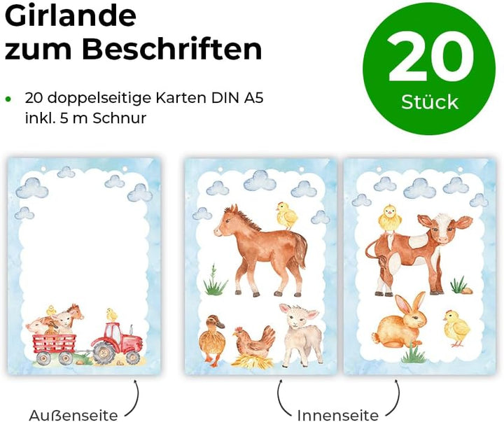 Party-Set zum Geburtstag für 12 Personen - Tischkarten, Tischunterlagen, doppelseitige Girlanden und