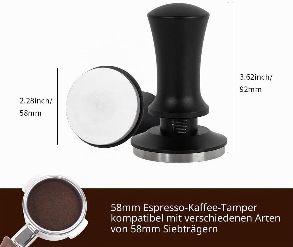watchget 58 mm Espresso-Kaffee-Stampfer, federbelasteter Stampfer, Edelstahl, Barista, Espresso, Tam