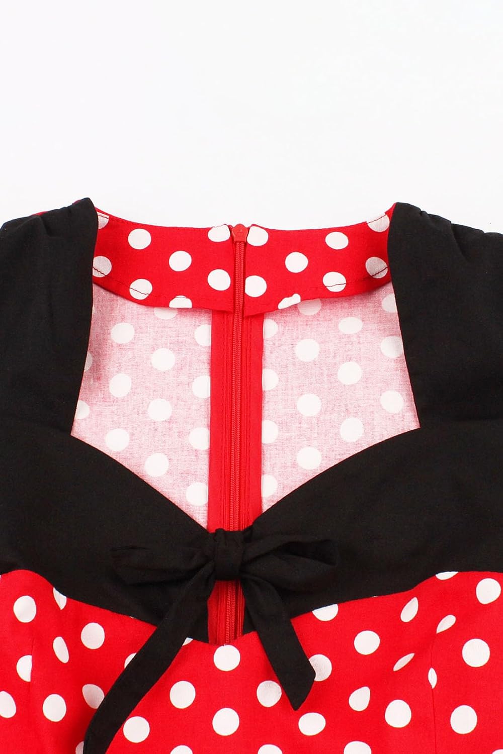 AXOE Damen 60er Jahre Polka Dot Vintage Rockabilly Kleid Abendkleider Rot XL, Rot XL