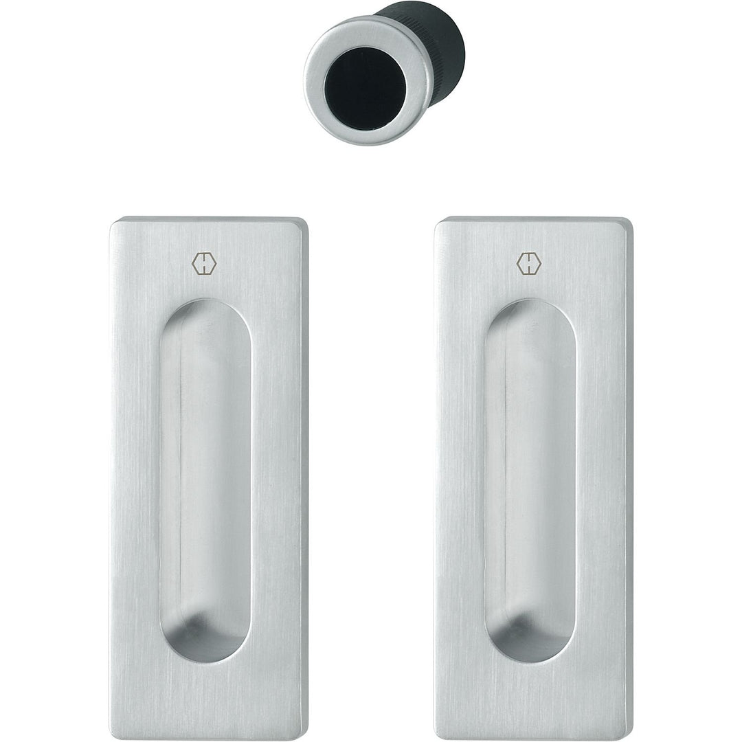 HOPPE 3390340 Schiebetürmuschel Set M464 - ohne Schloss, eckige Rosette BL, verchromt matt | Muschel