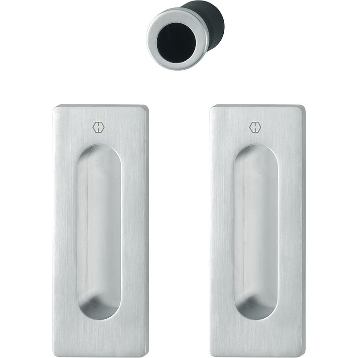 HOPPE 3390340 Schiebetürmuschel Set M464 - ohne Schloss, eckige Rosette BL, verchromt matt | Muschel