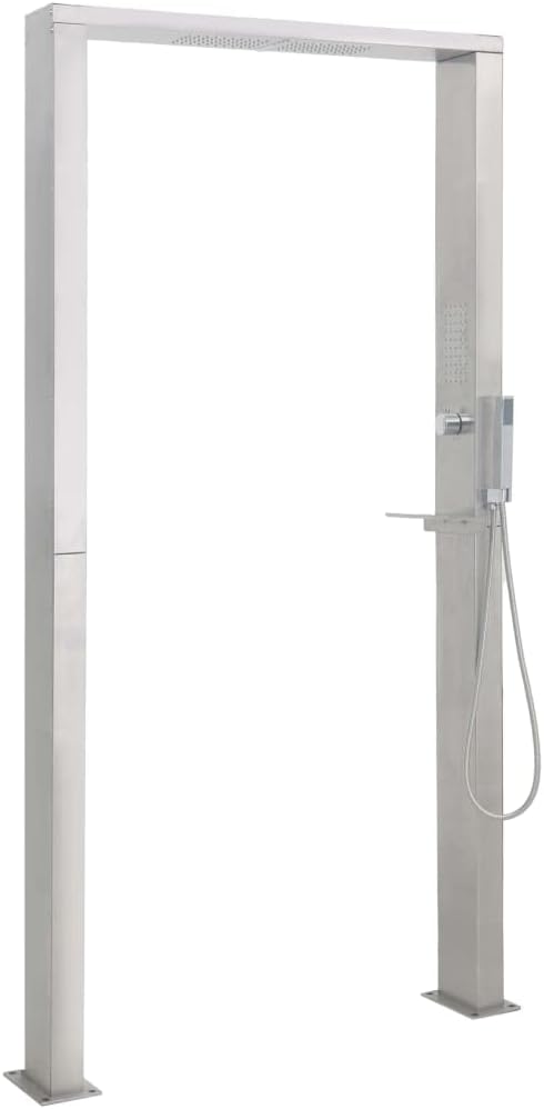 vidaXL Gartendusche Aussendusche Pooldusche Garten Dusche Edelstahl Doppeldüsen, Doppel-Strahl