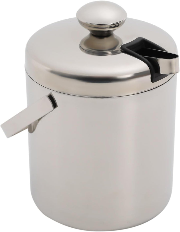 Eiswürfelbehälter mit Deckel 1,3L Edelstahl Eiskübel | Eiskübel mit Deckel aus 304 Edelstahl, doppel