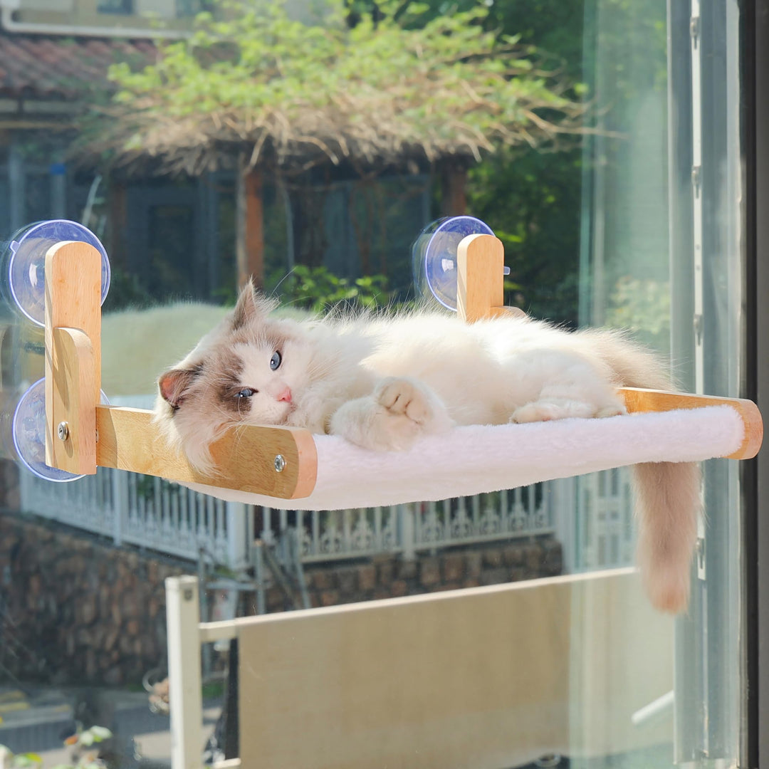 Katzenfensterstange mit Holzrahmen - Aloxina Faltbares Katzenhängemattenbett für Indoor-Katzen, weic