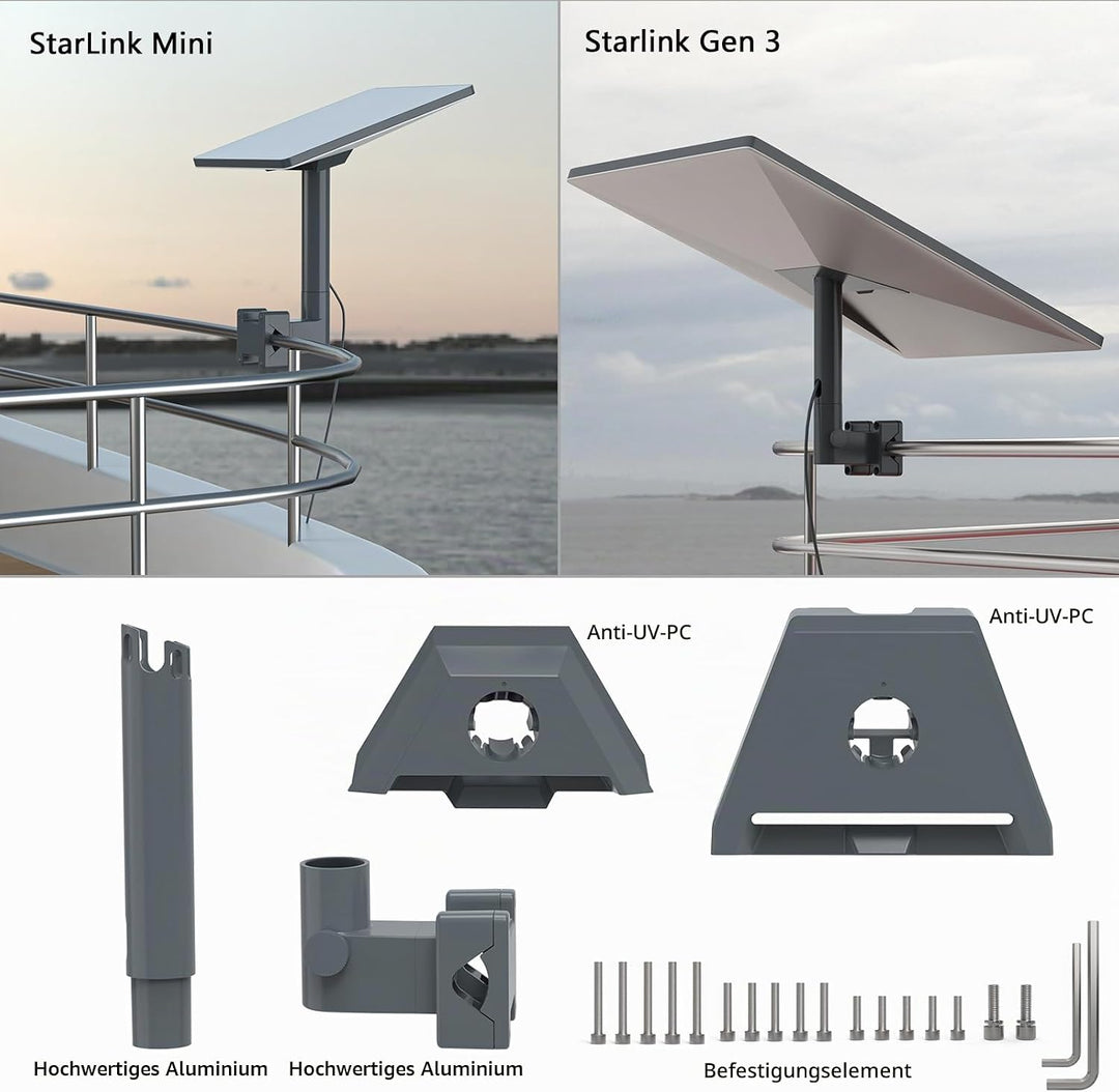 Starlink Dachhalterung,Starlink Wohnmobilhalterung,Starlink pole adapter für Starlink Gen 3(V3)/Star