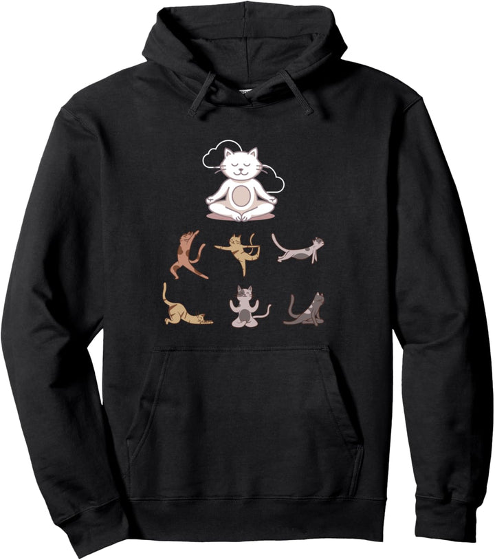Katzen Yoga Lustige Katze in Yoga Posen Sport Pullover Hoodie