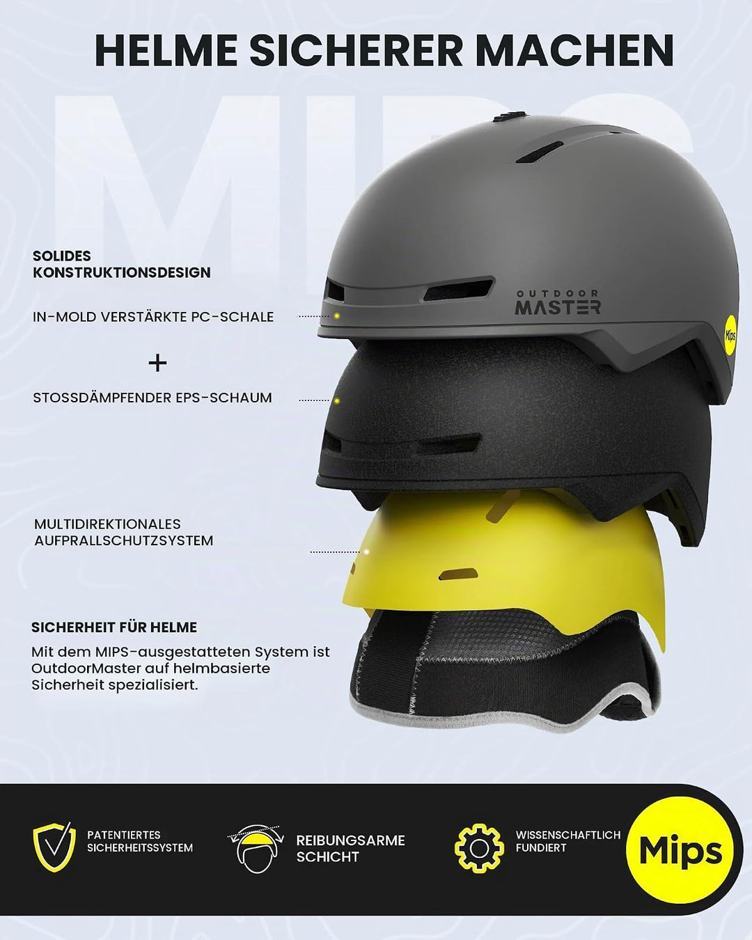 OutdoorMaster MIPS Skihelm, Snowboardhelm für Herren und Damen, Snowboard Helm mit Ventilationssyste