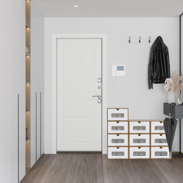 AufuN 20er Stapelbar Schuhboxen aus Kraftpapier mit Deckel & Transparent Sichtfenster, Praktische Sc