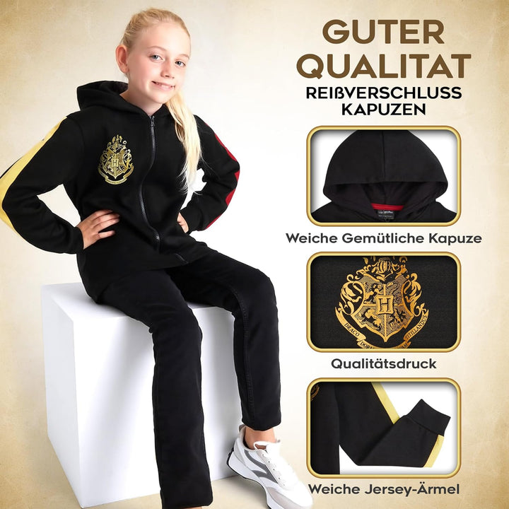 Harry Potter Mädchen Kapuzenpullover, Weicher und Bequemer Hogwarts Zip-Hoodie - Geschenke für Mädch