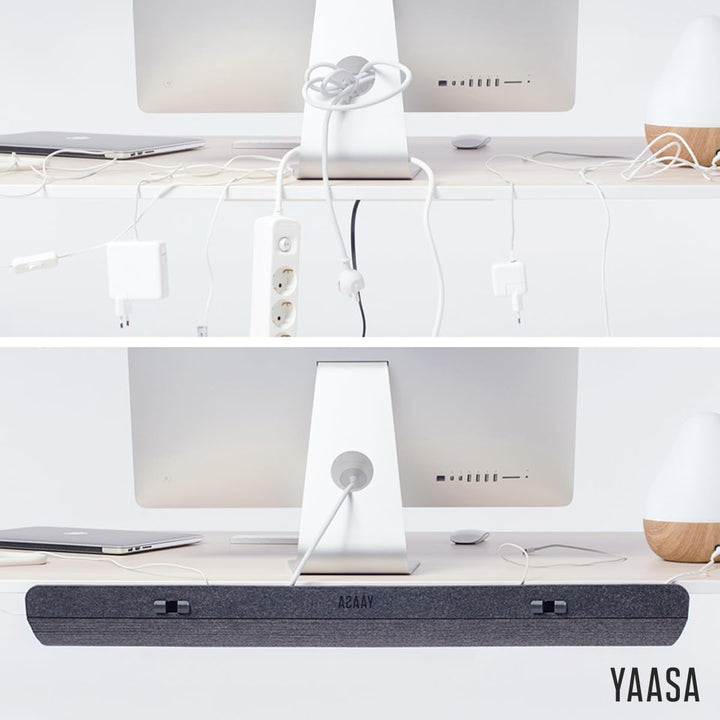 Yaasa Cable Management S/M Kabelkanal Schreibtisch, Volumen und Montageposition anpassbar, Kablemana
