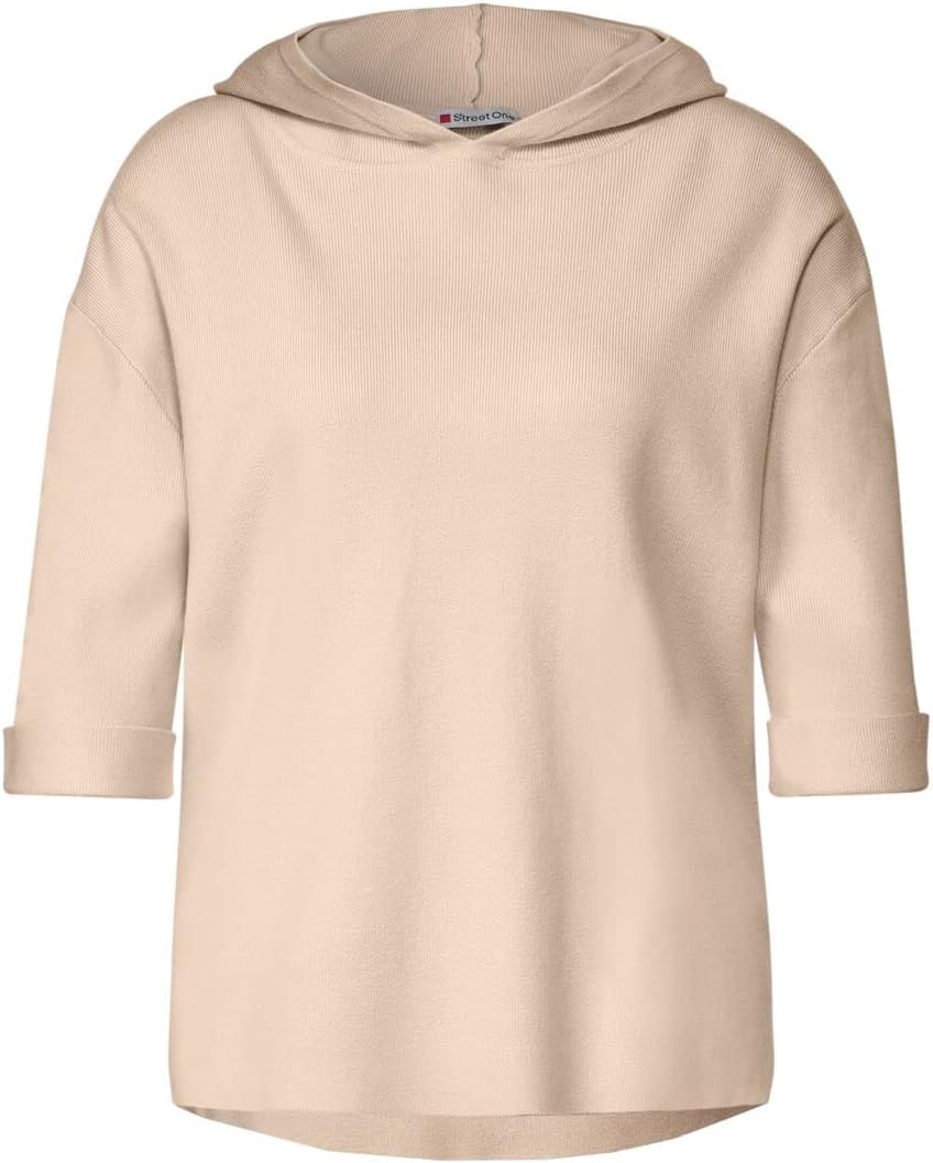 Street One Damen Kurzarmhoodie 40 Light Smooth Sand Melange, 40 Light Smooth Sand Melange