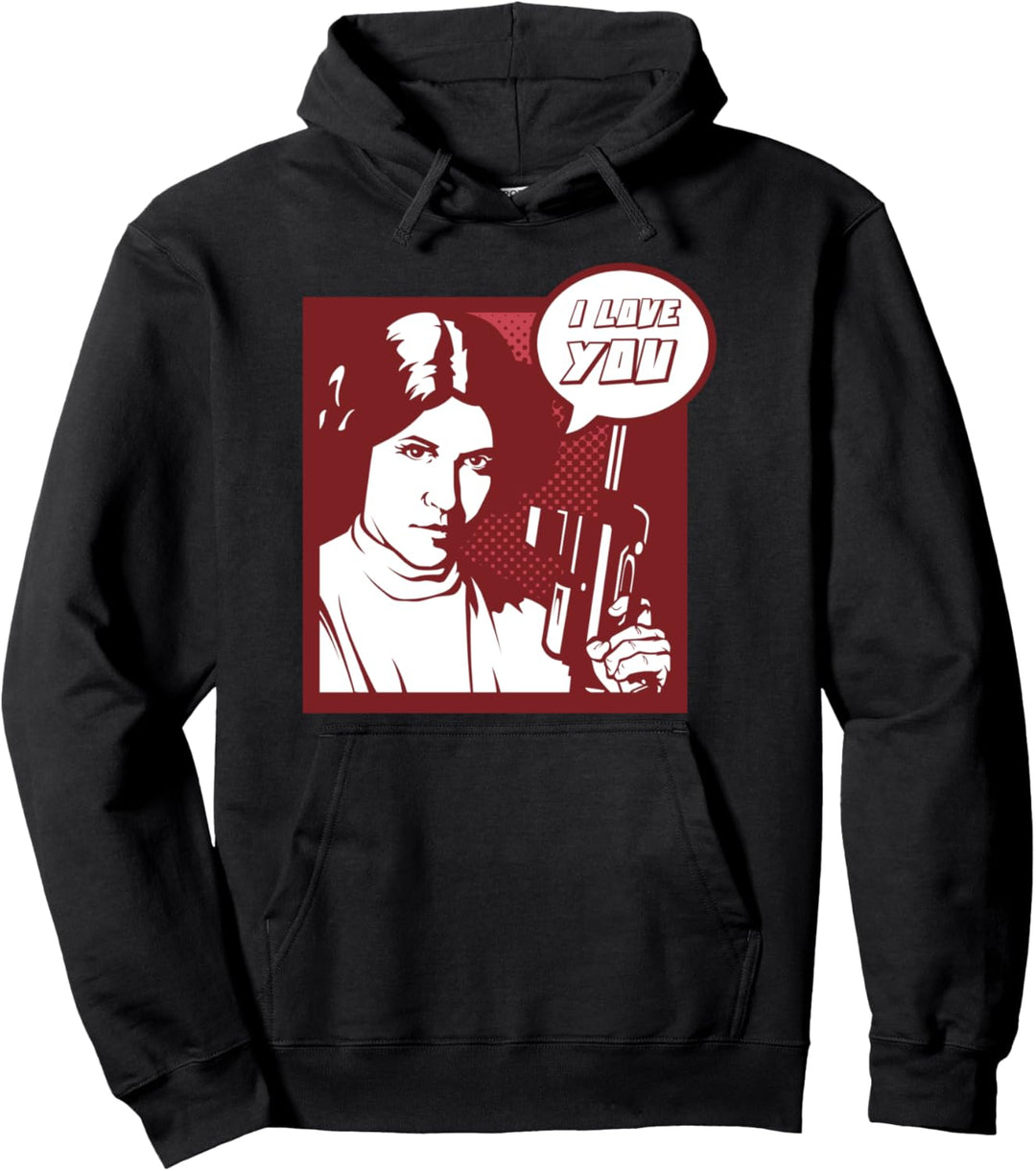 Star Wars Princess Leia I Love You Pop Art Text Pullover Hoodie