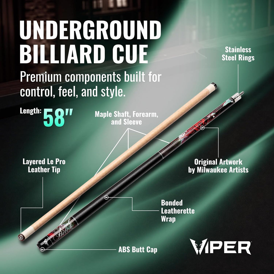 Viper Underground Billardqueue, 147,3 cm, 2-teilig 18-Ounce, 18-ounce