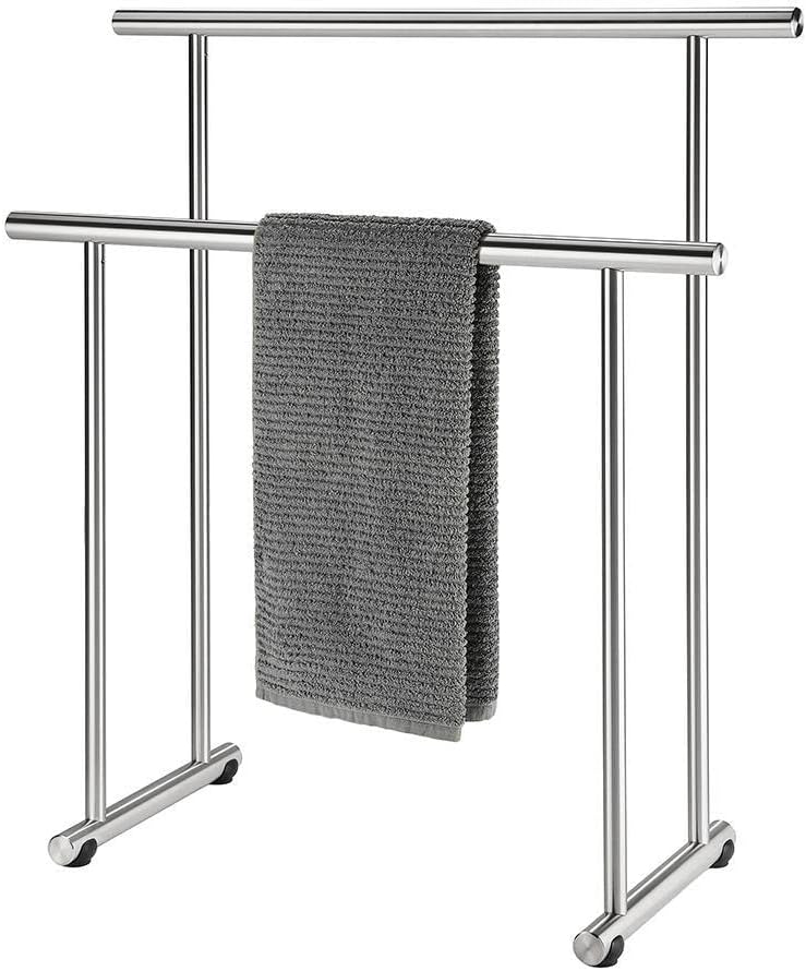 Hiska massiver standfester Handtuchständer aus Edelstahl, freistehender Handtuchhalter, HxBxT: 86x76