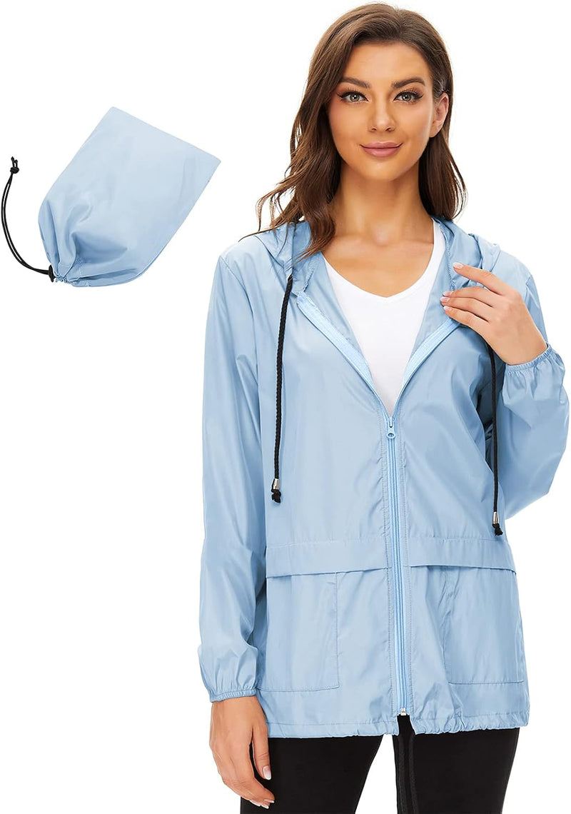 PONCEAU Regenjacke Damen Wasserdicht Windbreaker Atmungsaktiv bergangsjacke Regencape Leichte Jacke
