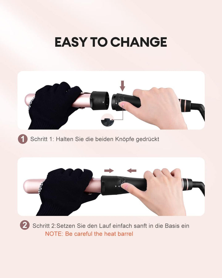 CkeyiN Lockenstab Set 4 in 1 Multifunktions Austauschbare Keramikbeschichtung Curling Iron Lockenwic