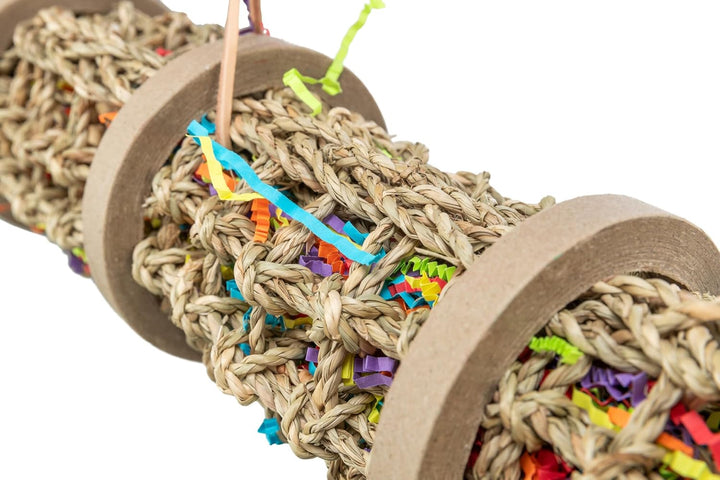 TRIXIE Naturspielzeug für Vögel zum Einhängen - aus Seegras, Holz und Papier - auch zum Befüllen mit