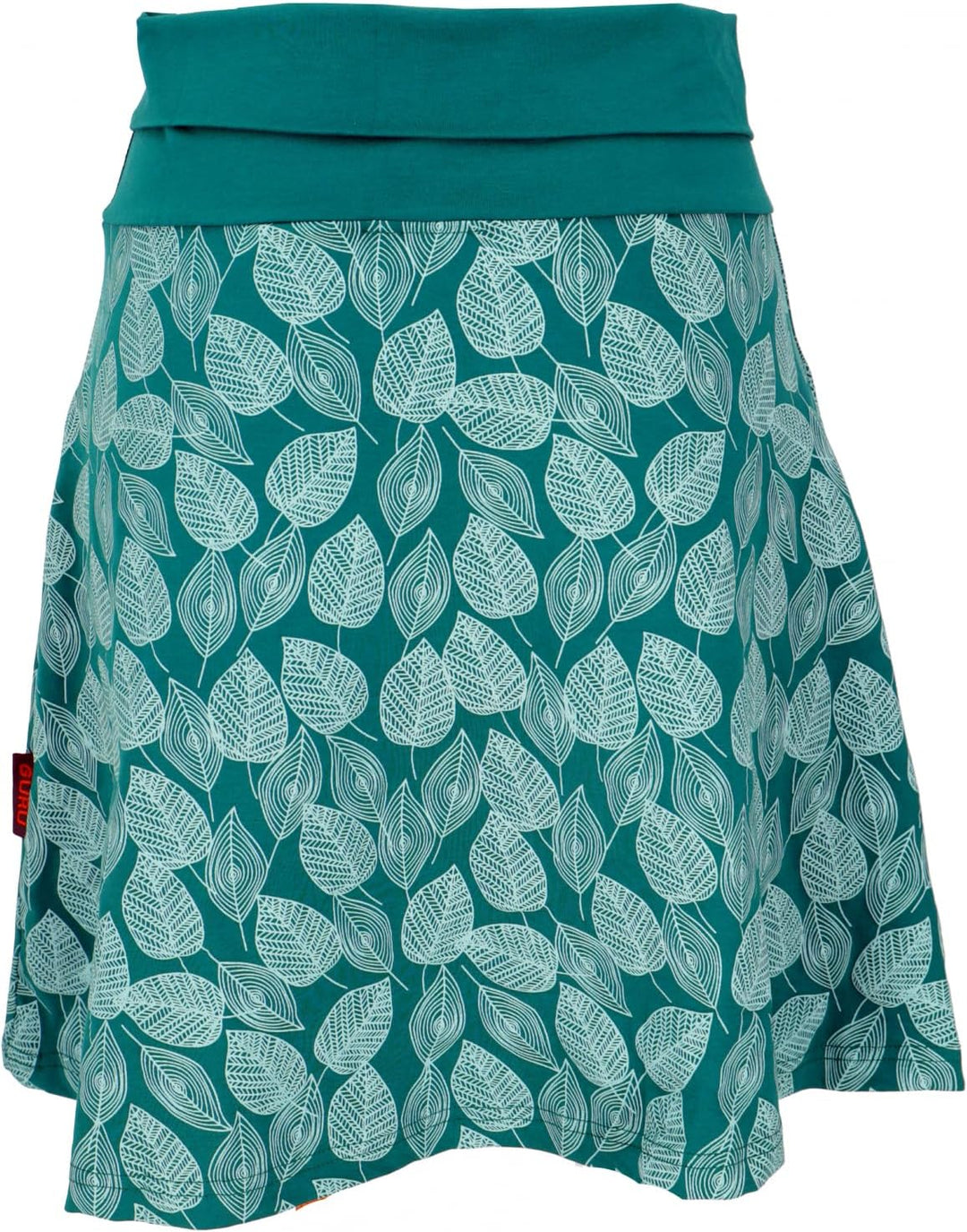 GURU SHOP Minirock aus Bio-Baumwolle, Boho Tellerrock Herbstlaub Print Organic, Damen 36 Emerald, 36