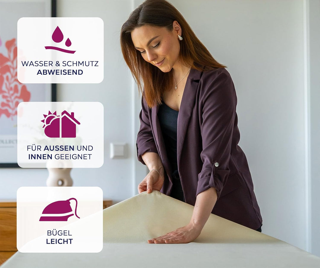 BEAUTEX fleckenabweisende und bügelfreie Tischdecke - Tischtuch mit Lotuseffekt - Tischwäsche in Lei