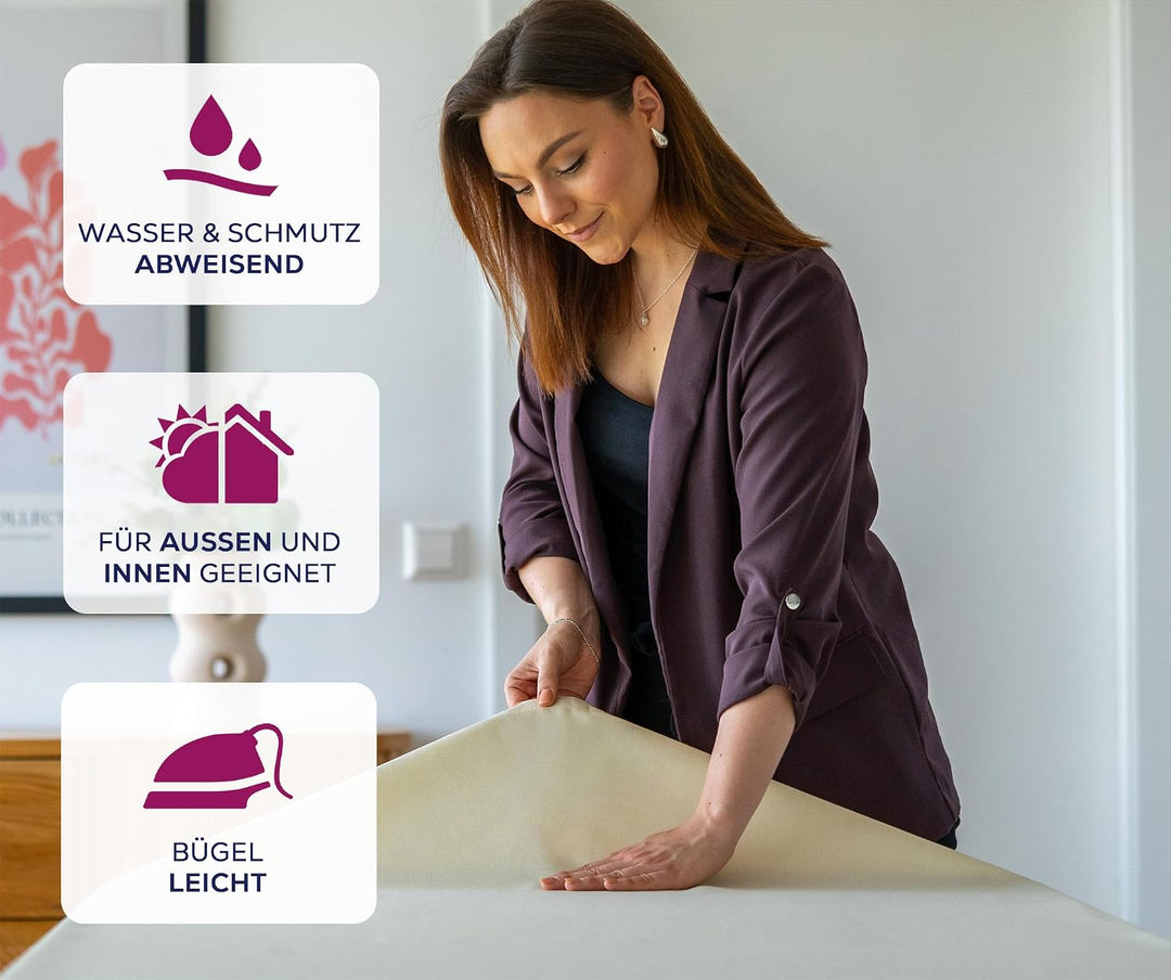 BEAUTEX fleckenabweisende und bügelfreie Tischdecke - Tischtuch mit Lotuseffekt - Tischwäsche in Lei