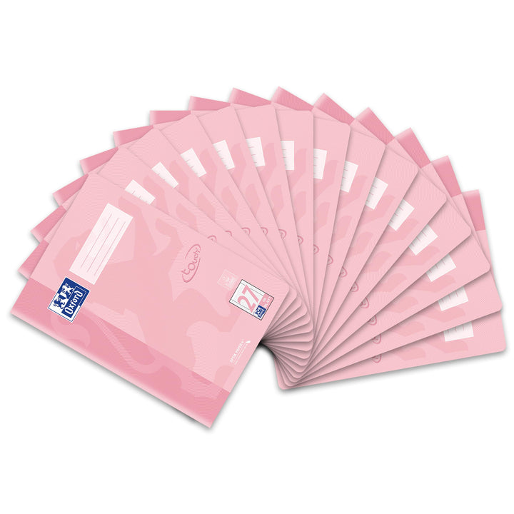 Oxford Schulheft A4 Touch, 16 Blatt, Lineatur 27, liniert, pastell koralle,15 Stück, Lineatur 27