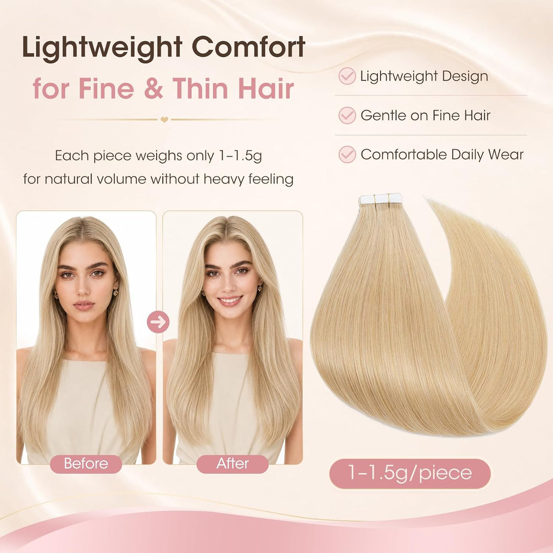 Silk-co Tape in Extensions Echthaar 20stk, Tape Extensions Echthaar, Remy Haarextensions Tape in Haa