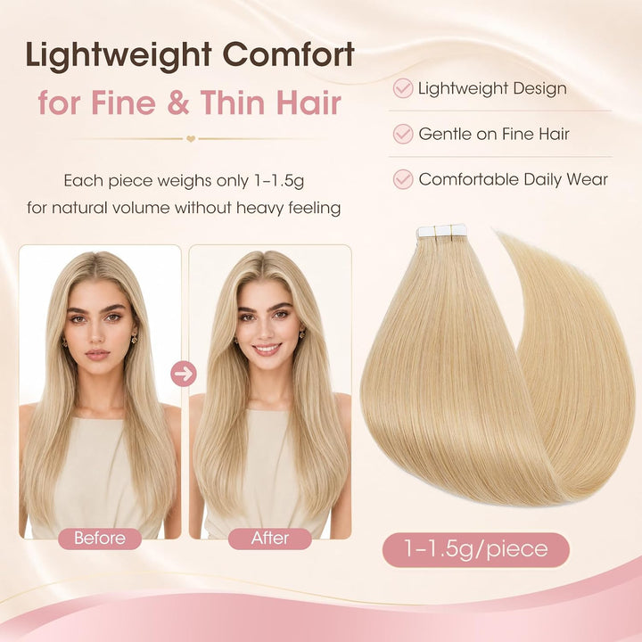 Silk-co Tape in Extensions Echthaar 20stk, Tape Extensions Echthaar, Remy Haarextensions Tape in Haa