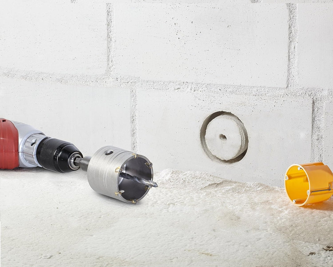 kwb Hohl-Bohrkrone 82 mm Durchmesser-Grösse, Hartmetall, SDS Plus Schaft, schlagbohrfest. inkl. Zent