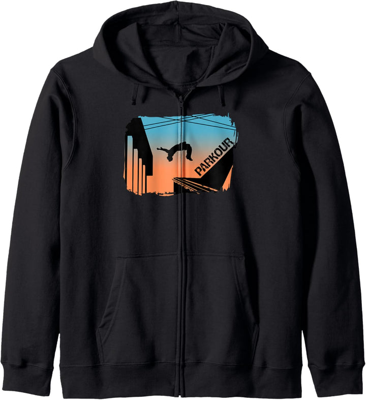 Sonnenuntergang Backflip Freerunning Parkour Kapuzenjacke